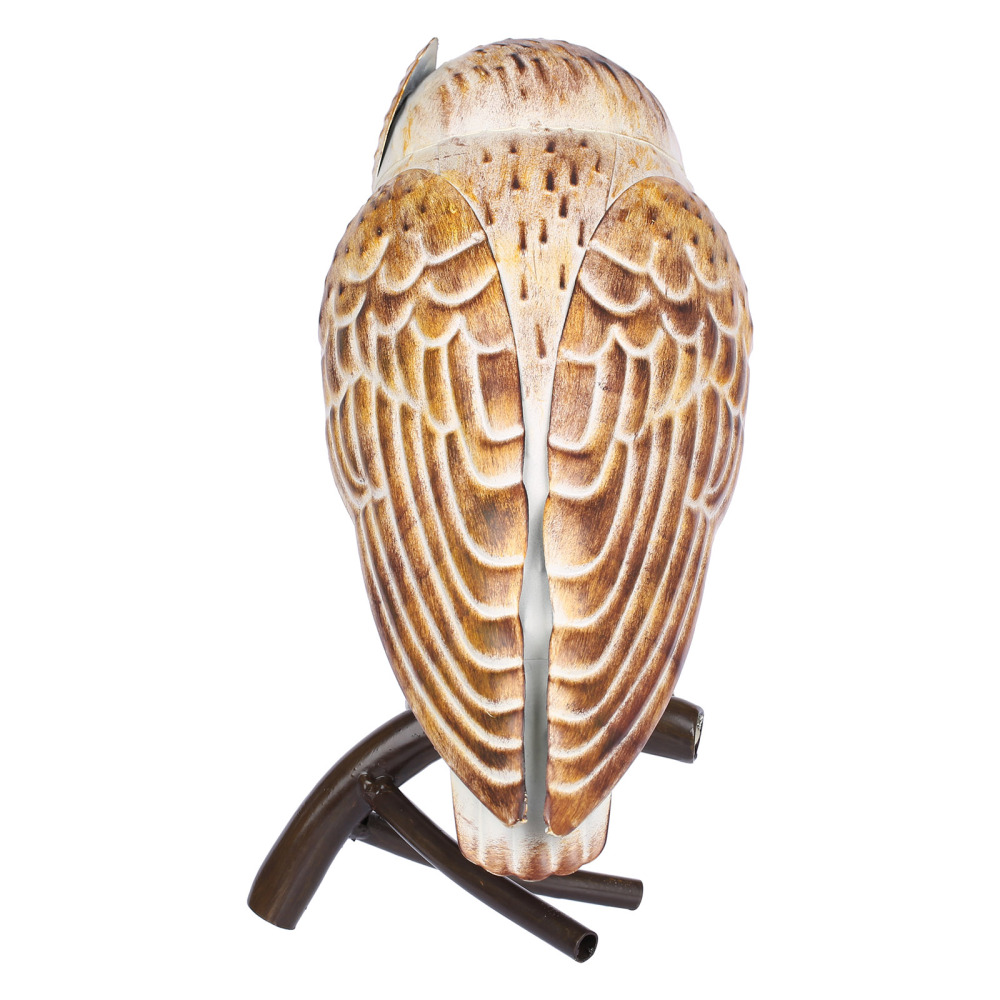Iron Owl Sculpture Metal Animal Sculpture Owl Crafts Home Desk Decoration Garden Decoration Yellow