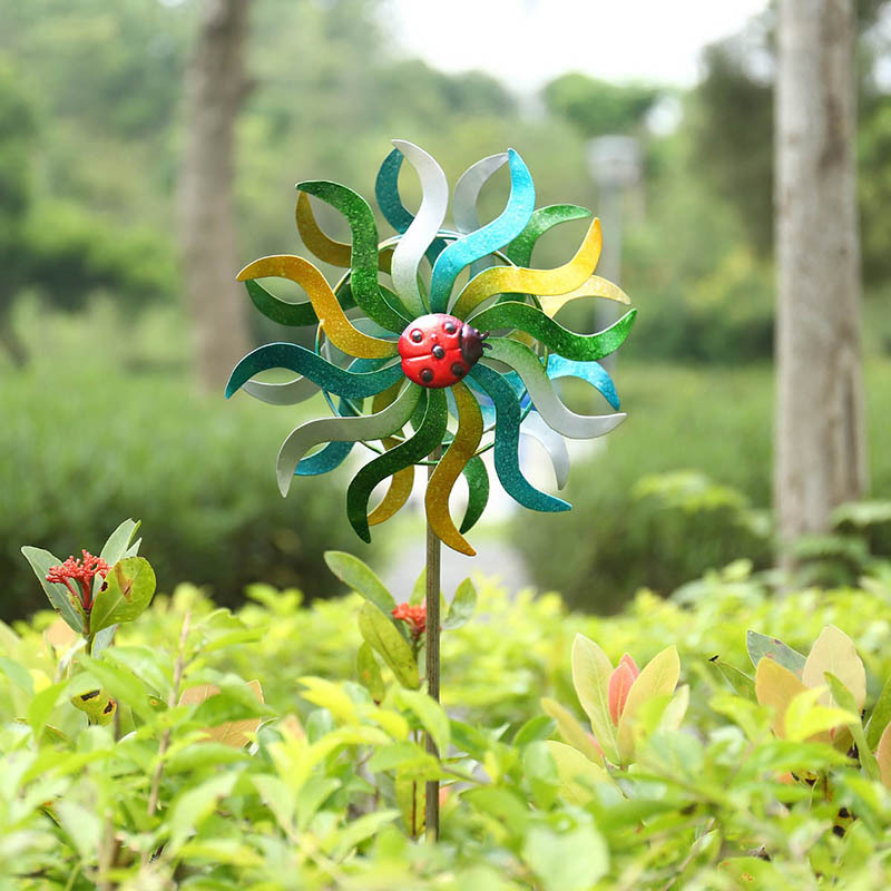 Iron Art Craft Outdoor 3D Sunflower Wind Spinner with Sturdy Iron Material Reflective Painting and Rustless Function Windmill for Outdoor Yard Lawn Garden Decorations