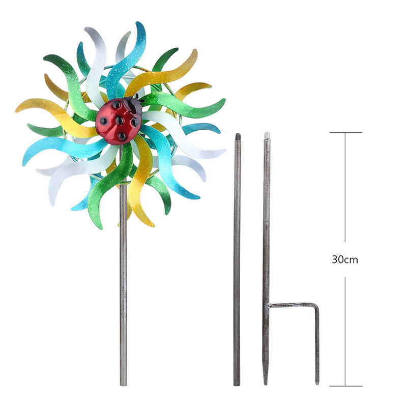 Iron Art Craft Outdoor 3D Sunflower Wind Spinner with Sturdy Iron Material Reflective Painting and Rustless Function Windmill for Outdoor Yard Lawn Garden Decorations