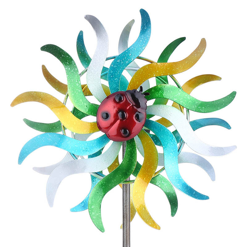 Iron Art Craft Outdoor 3D Sunflower Wind Spinner with Sturdy Iron Material Reflective Painting and Rustless Function Windmill for Outdoor Yard Lawn Garden Decorations