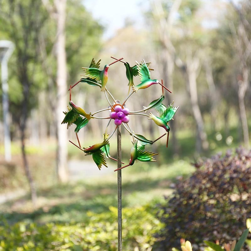 Iron Art Craft Outdoor 3D Wind Spinner with Sturdy Iron Material Reflective Painting and Rustless Function Windmill for Outdoor Yard Lawn Garden Decorations