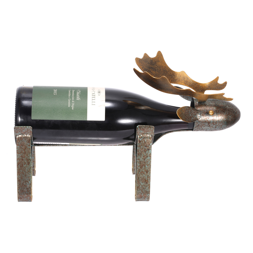 Iron Wine Holder Moose Wine Rack Metal Wine-bottle Holder Freestanding Wine Rack Home Decorative Ornaments Bar, Sideboard, Dining Table Decorative Wine Holder