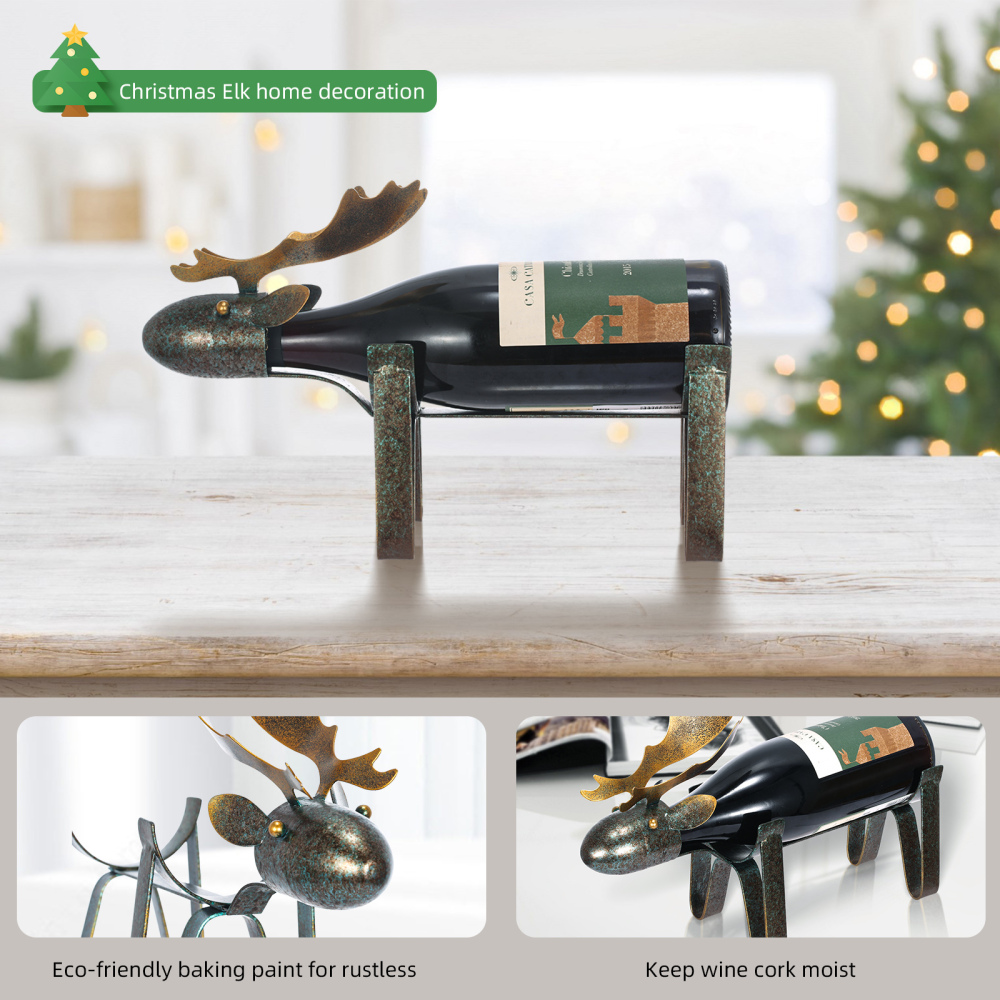 Iron Wine Holder Moose Wine Rack Metal Wine-bottle Holder Freestanding Wine Rack Home Decorative Ornaments Bar, Sideboard, Dining Table Decorative Wine Holder