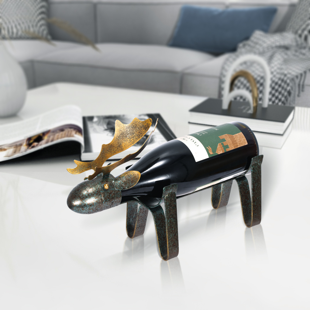 Iron Wine Holder Moose Wine Rack Metal Wine-bottle Holder Freestanding Wine Rack Home Decorative Ornaments Bar, Sideboard, Dining Table Decorative Wine Holder