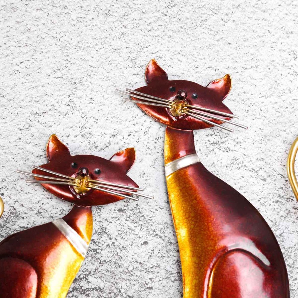 Iron Cat Wall Hanger Hook Decor 4 Hooks for Coats Bags Wall Mount Clothes Holder
