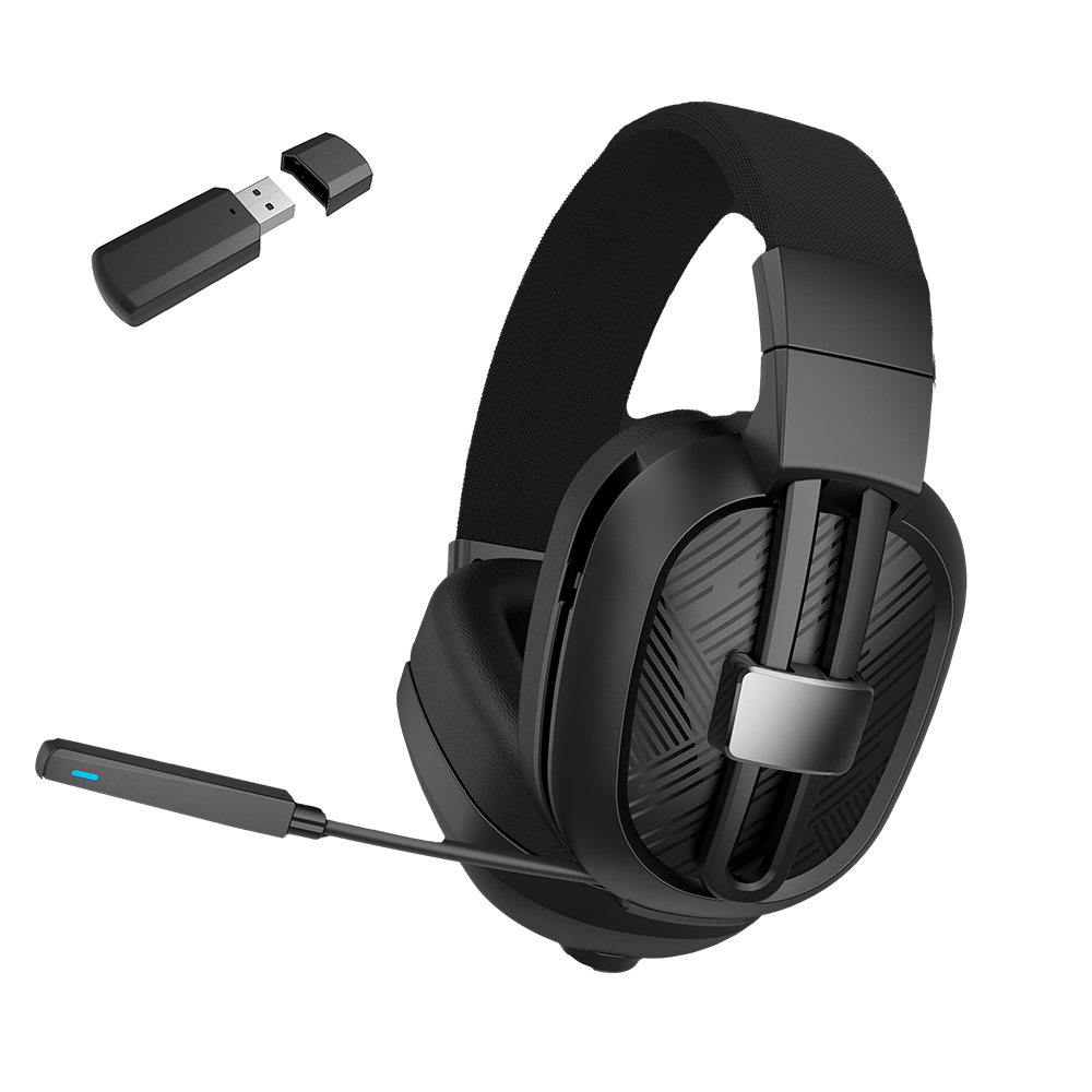 GM910 2.4G+BT+Wired 3-in-1 Tri-mode Gaming Headphones With Breathable Fabric Earfoams and Clear Mic for Gaming