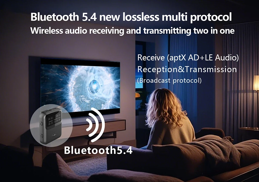 LR20Q Wireless LE Audio Adapter for Music Streaming Sound System BT Audio  Auracast Transmitter Works for Speakers Support 1+N