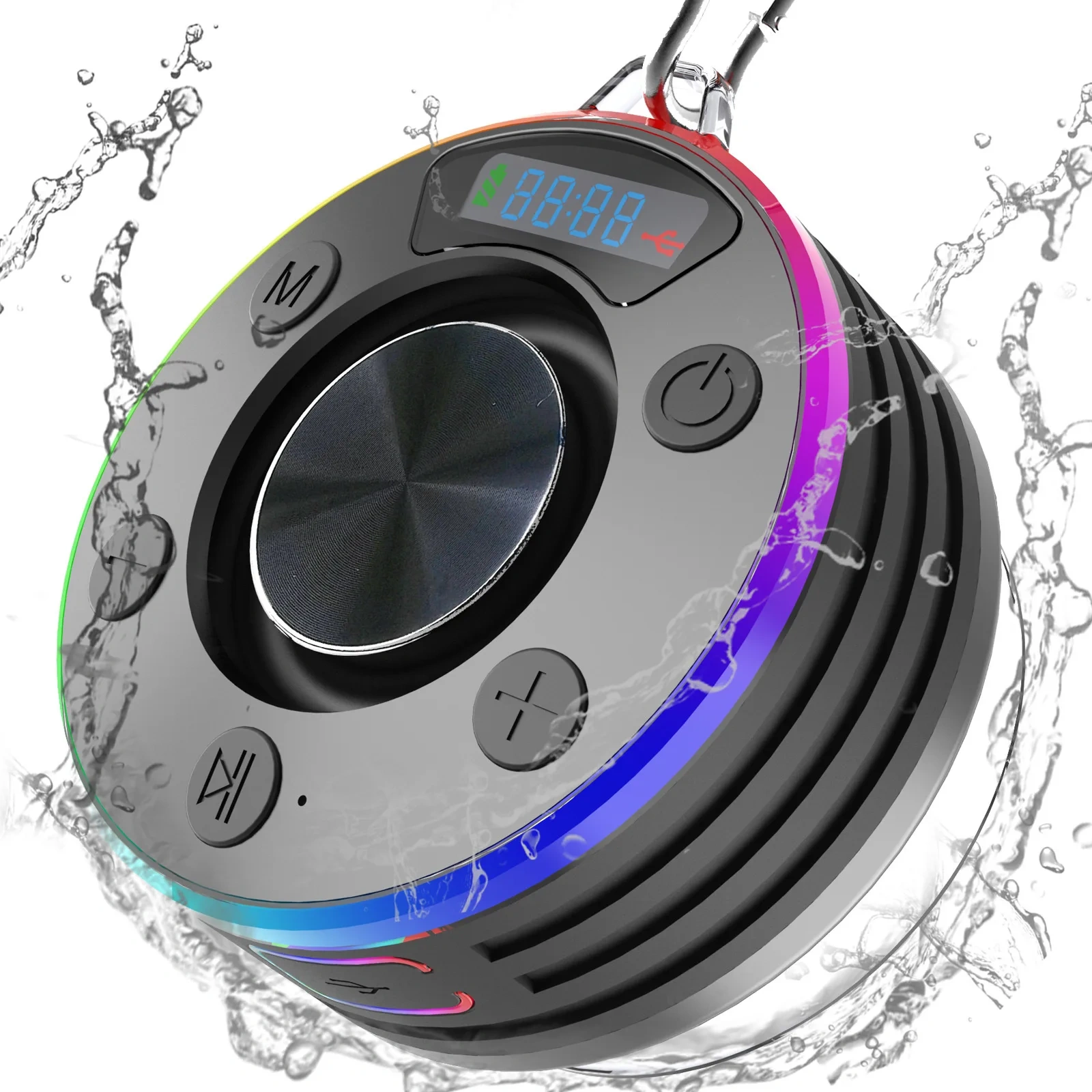 Rambotech Factory Direct Supply Level 7 Waterproof Bathroom Bluetooth Speaker Dustproof Mini Wireless Stereo Radio Clock T7A