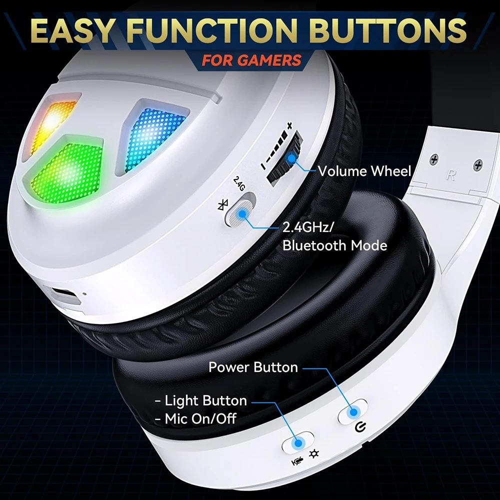 2.4G Wireless BT Gaming Headset Sports Stereo Wireless Gaming Headphone for TV/PC/SWITCH/PS4 25MS Transmission Delay GM1500J