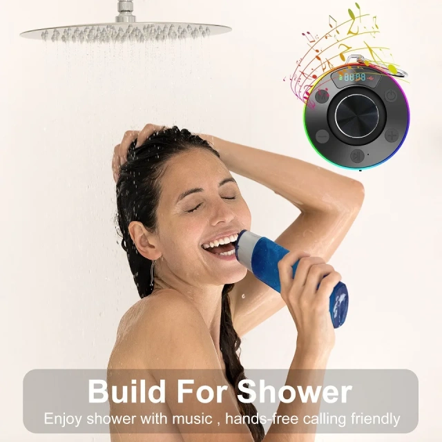 Rambotech Factory Direct Supply Level 7 Waterproof Bathroom Bluetooth Speaker Dustproof Mini Wireless Stereo Radio Clock T7A