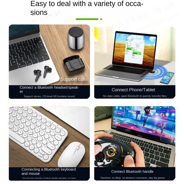 Rambotech Classic Drive-Free Bluetooth Adapter 5.4 Computer USB Mini Bluetooth Receiver and Transmitter Audio Connector BT543