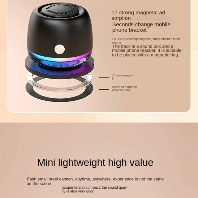 Rambotech 2025 Factory Private Model Airbag Magnetic Audio Speaker Ipx6 TWS Colorful Light Voice Call Bluetooth Speaker M99