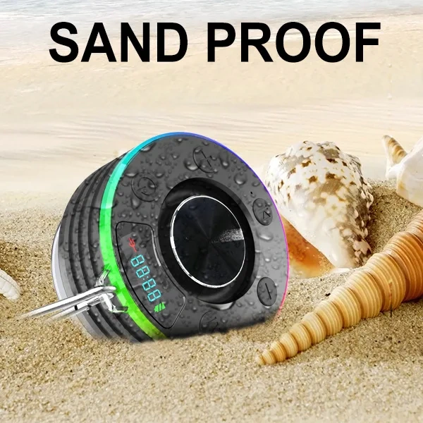 Rambotech Factory Direct Supply Level 7 Waterproof Bathroom Bluetooth Speaker Dustproof Mini Wireless Stereo Radio Clock T7A
