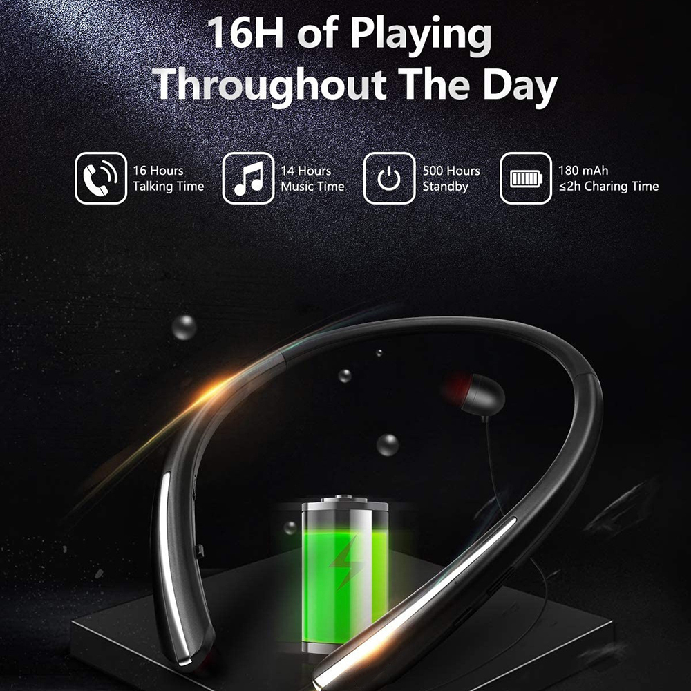2025 Popular Retractable Earbuds Audifo Sports Earphones Build in Mic Foldable Wireless Neckband Headset for Running HX801