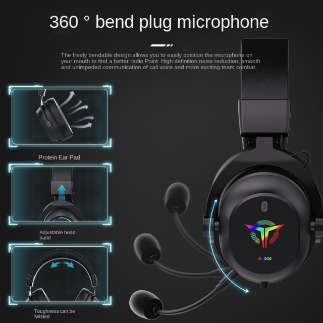 Rambotech New RGB Headset Game Headset with Microphone Wired Computer for a Long Time Without Pain Factory Direct Sales G4000W