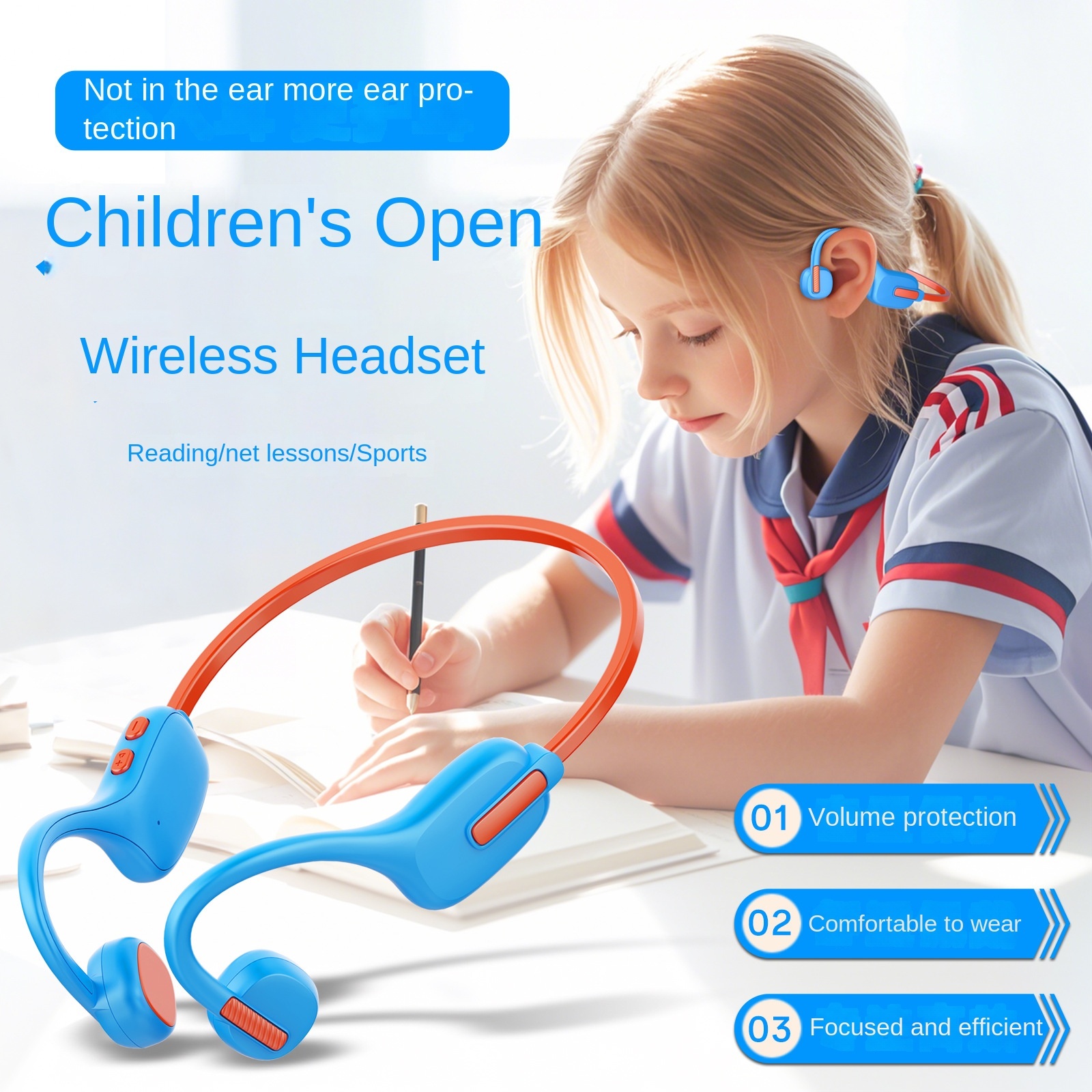 Factory Direct Sales X12 Children's Special Earphone with Reading Headset Student Bone Conduction Sports Earphone