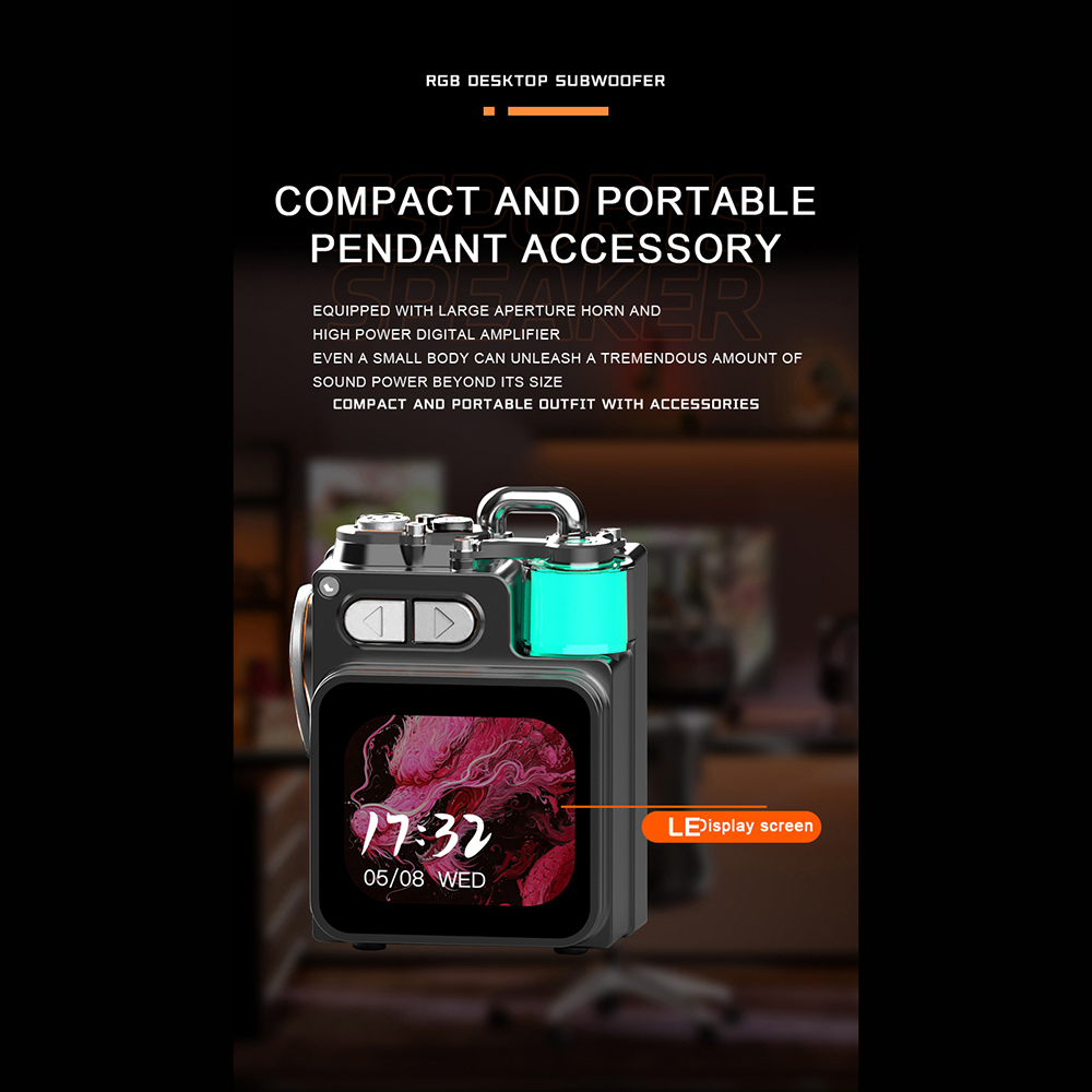 Factory New Portable BT 5.3 Speaker with LED Light Smart Touch Screen TF Max 32G Alloy Subwoofer for Outdoor Activity DK08