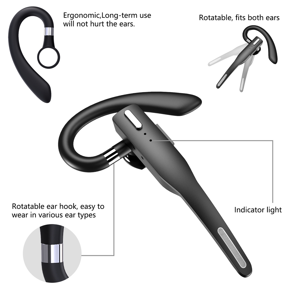 Hot Sale Wireless Single Ear Earhook Wireless Mono Earphone with Mic Single Handsfree for Driving Business Headphone RK51