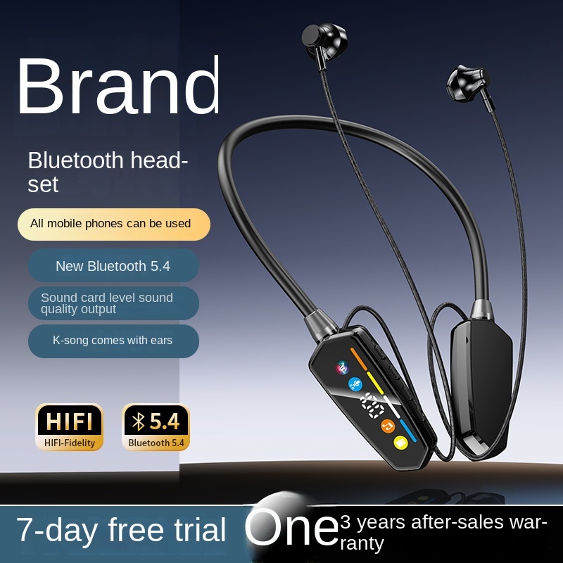 Popular Wireless Neck-Hanging Bluetooth Headset Ultra-Long Standby Plug-in Memory Card Karaoke Earphone Monitor HD Call BL08