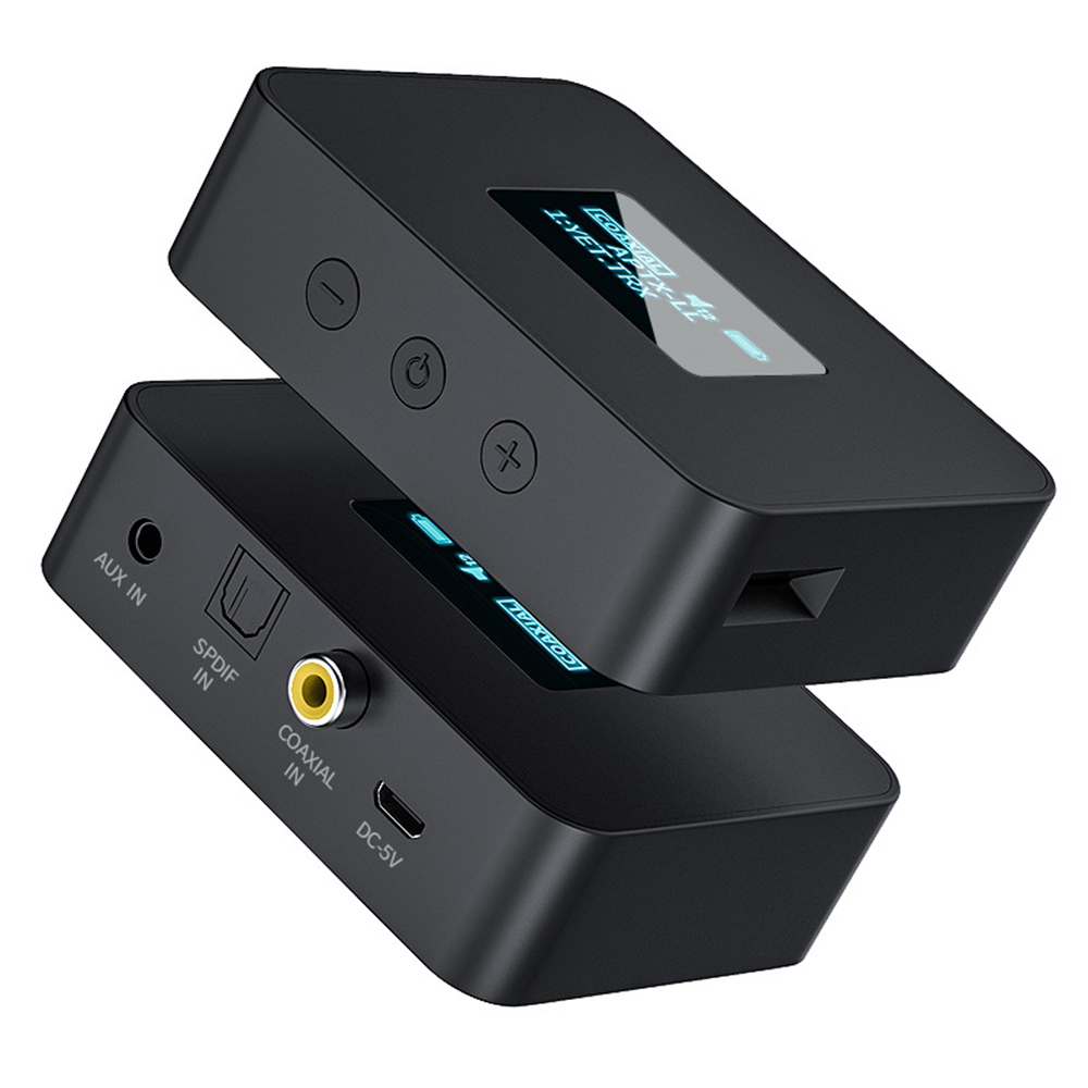 BT 5.2 Transmitter with 3.5mm AUX COAX Audio Ports Wireless Audio Transmitter for TV Home Stereo with LCD Display BT40C