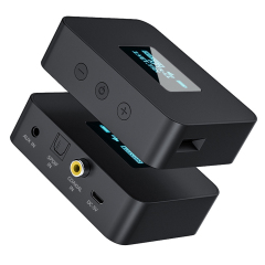 BT 5.2 Transmitter with 3.5mm AUX COAX Audio Ports Wireless Audio Transmitter for TV Home Stereo with LCD Display BT40C