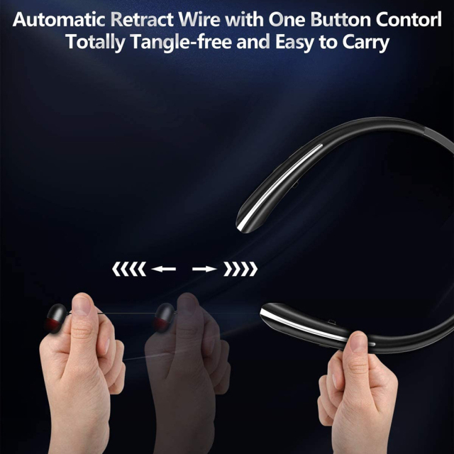 2025 Popular Retractable Earbuds Audifo Sports Earphones Build in Mic Foldable Wireless Neckband Headset for Running HX801