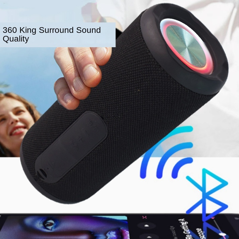 Rambotech Foreign Trade Outdoor Cylinder Bluetooth Speaker Cloth Net Extra Bass Outdoor Card TWS Audio Dual Speaker Ipx6 A3