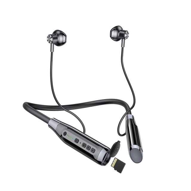 RD12MAX Neckband Wireless Earphone Stereo Headset Support TF Memory Card BT 5.0 Sport Headphone 100hrs Playback Time