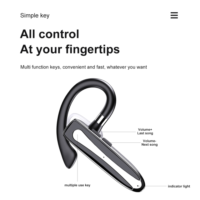 New Wholesale Mini Wireless Headphone Mono BT Headset 5.3 Single Side Earphone With Type-C Charging RK53