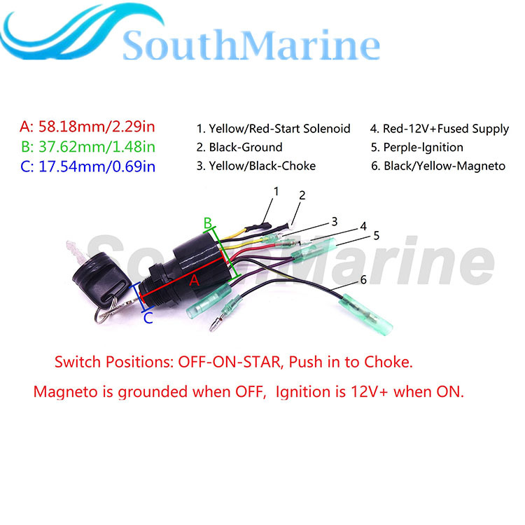 87-17009A5 Boat Motor Ignition Key Switch for Mercury Outboard Motors 3 Position Off-Run-Start, fit Sierra MP51090