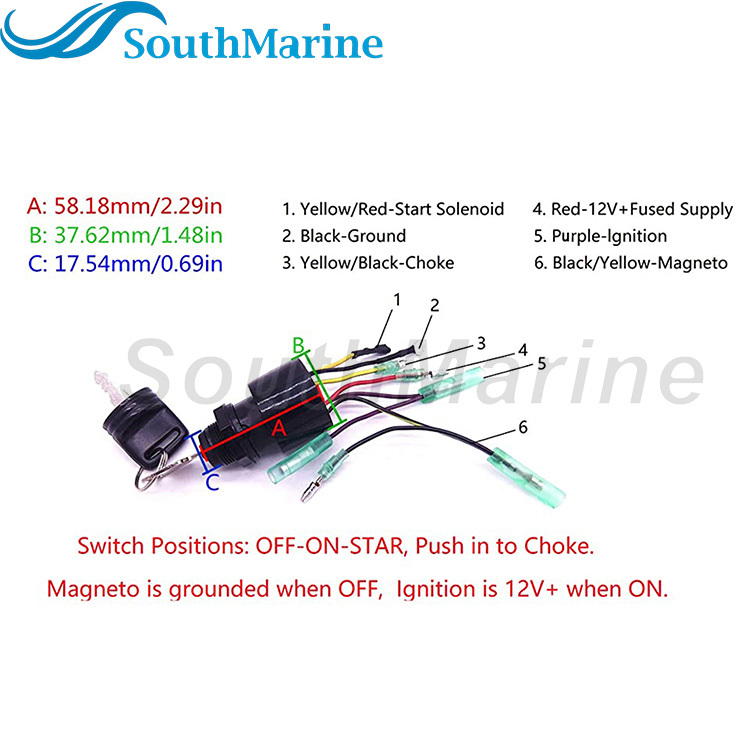87-17009A5 Boat Motor Ignition Key Switch for Mercury Outboard Motors 3 Position Off-Run-Start, fit Sierra MP51090