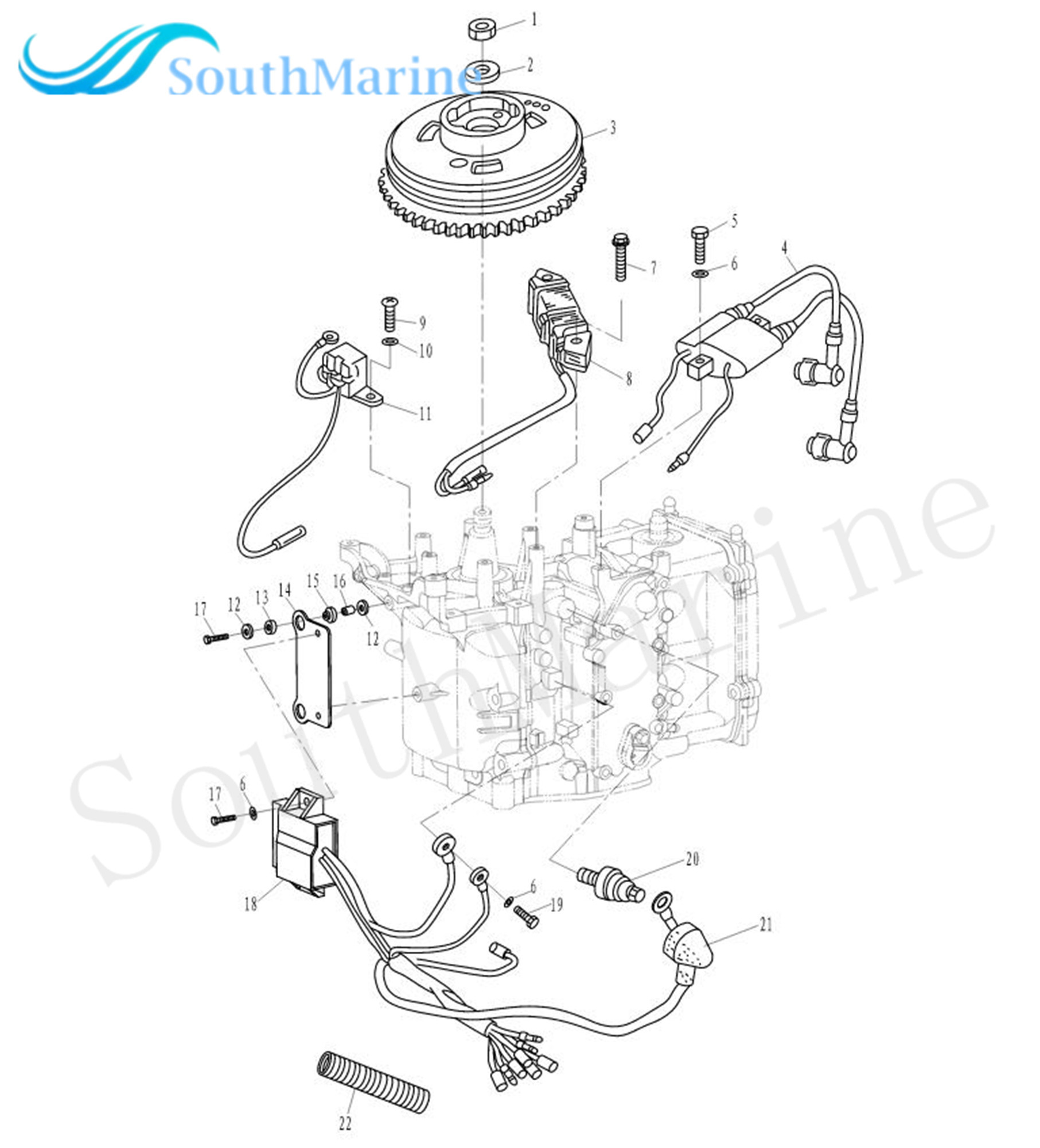 Outboard Engine 3AA-06021-0 3AA060210M Charge Exciter Coil Assy for Tohatsu Nissan MFS8 MFS9.8 NSF8 NSF9.8 4-Stroke