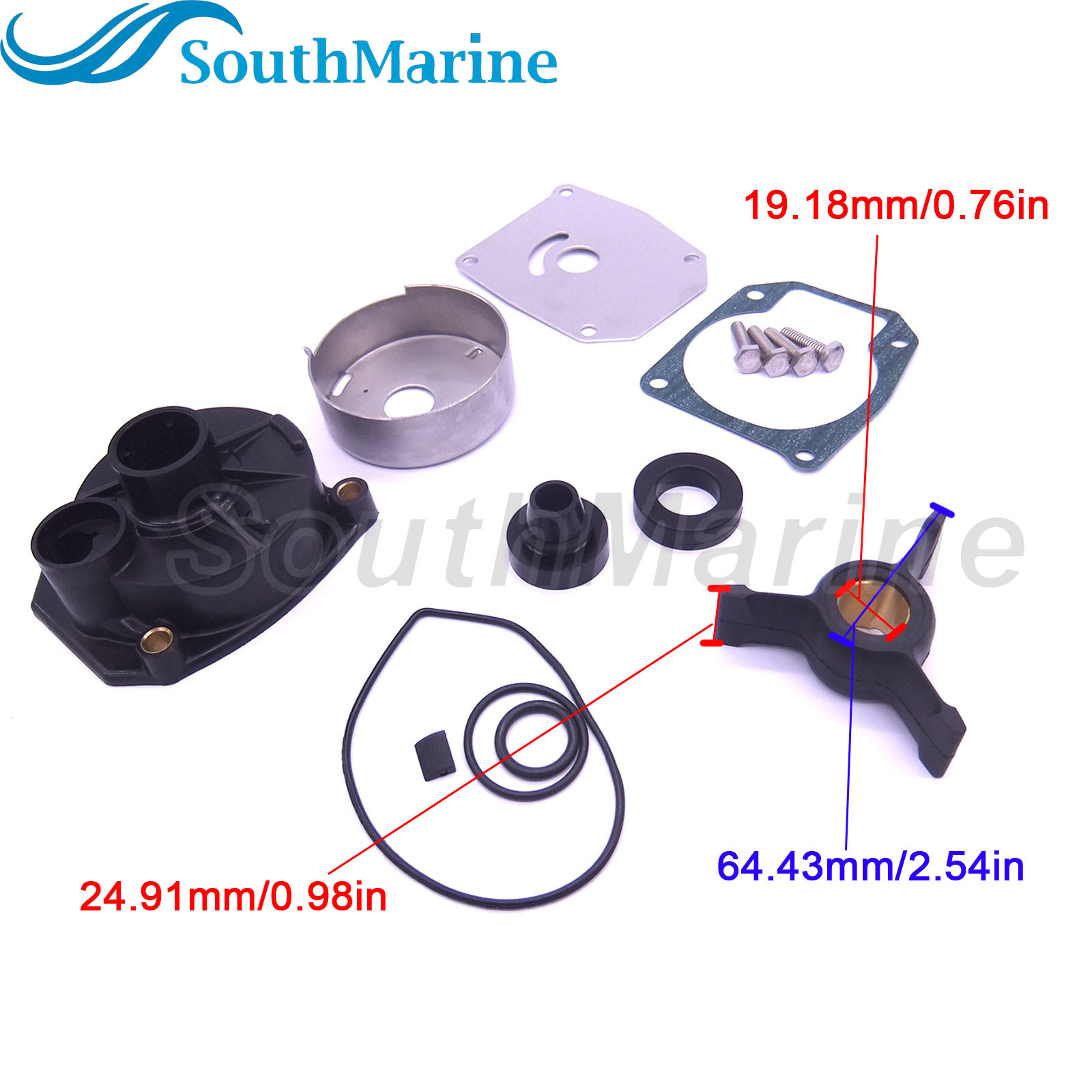 Boat Engine 0438592 0433548 0433549 0777805 Water Pump Repair Kit with Housing for Evinrude Johnson OMC BRP 40/50HP Outboard,for Sierra Marine 18-3454