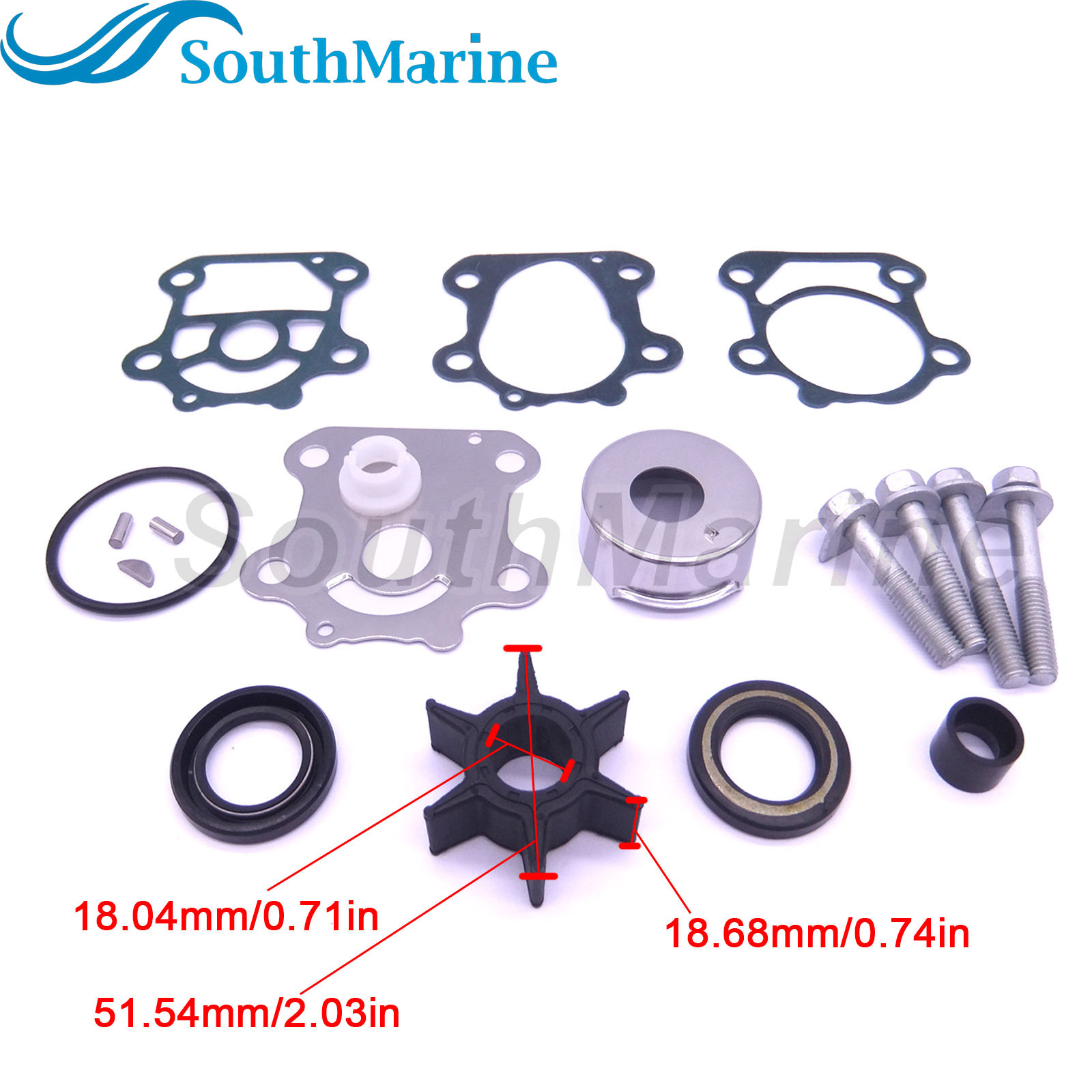 Boat Motor 6CJ-W0078-00 Water Pump Repair Kit Without Housing for Yamaha 70HP Outboard Engine