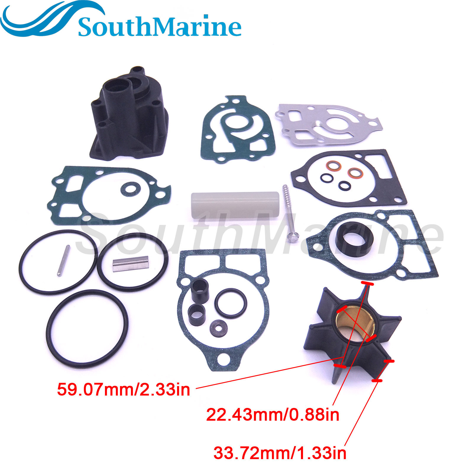 Water Pump Repair Kit with Housing 46-96148Q8/T8/A8 /A5 46-42579A4 46-44292A4 46-48747A3 for Mercury Mariner 80-225HP Outboard,for 18-3316/17 Sierra
