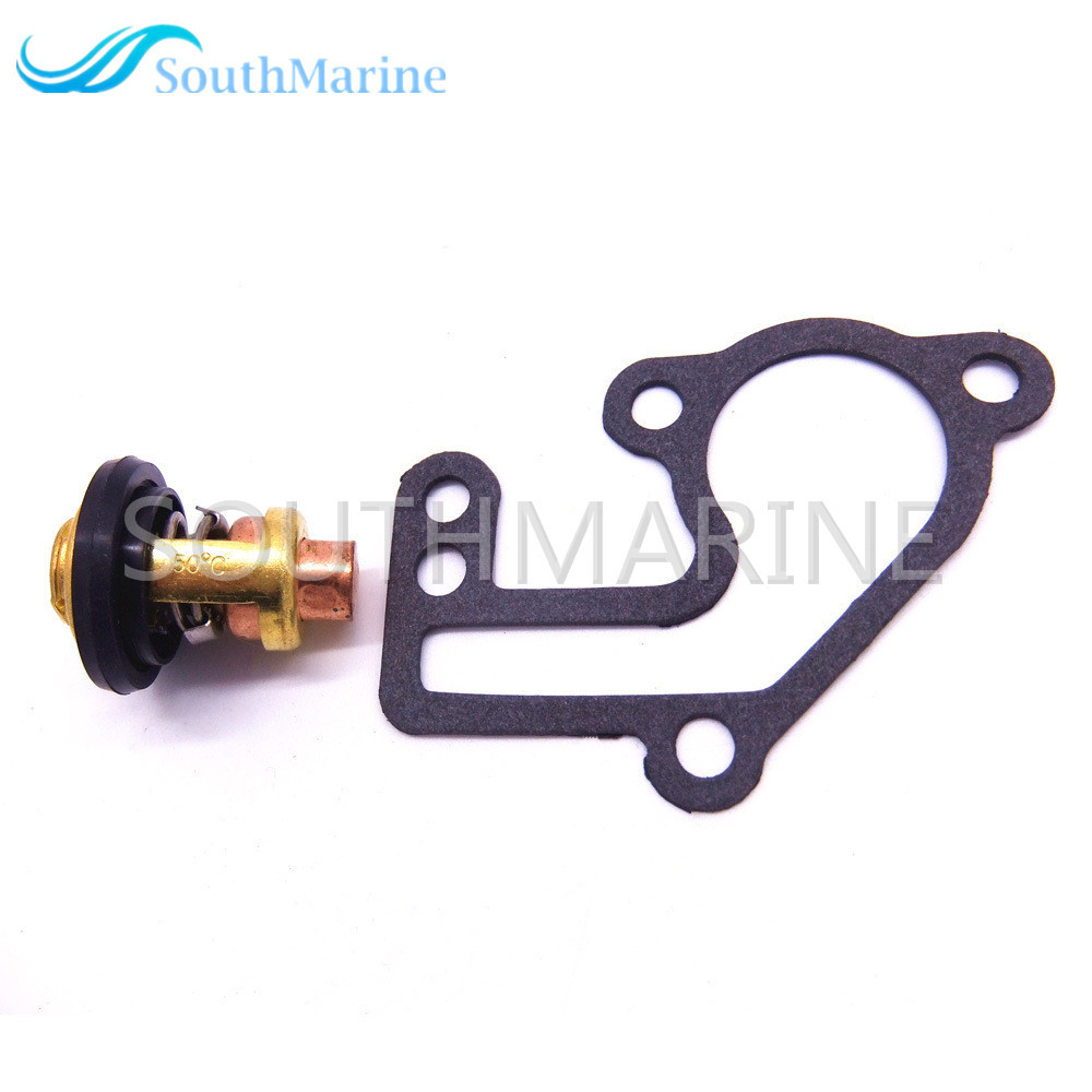 SouthMarine Boat Engine 6E5-12411-00 6E5-12411-02 Thermostat and 682-12414-A1 Gasket for Yamaha 9.9hp 15hp 2-Stroke E9.9B E15B 9.9C Outboard Motor