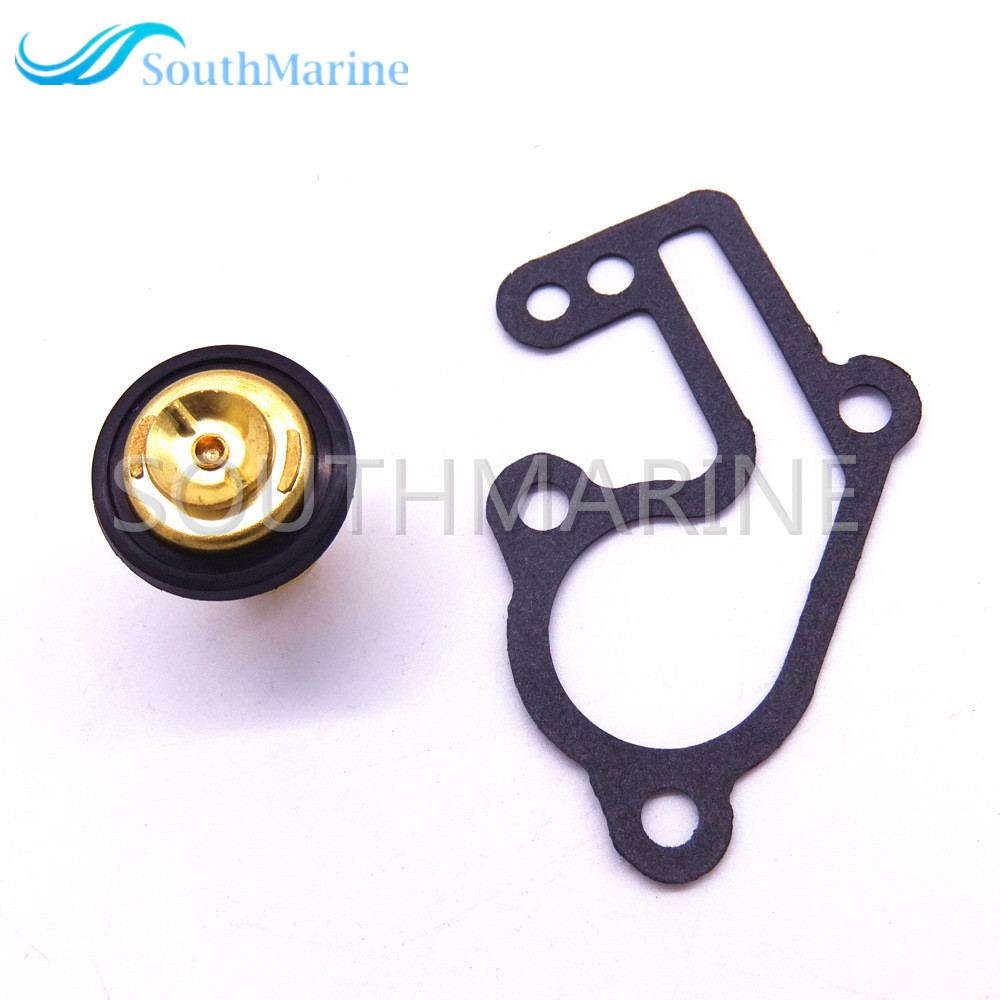 SouthMarine Boat Engine 6E5-12411-00 6E5-12411-02 Thermostat and 682-12414-A1 Gasket for Yamaha 9.9hp 15hp 2-Stroke E9.9B E15B 9.9C Outboard Motor