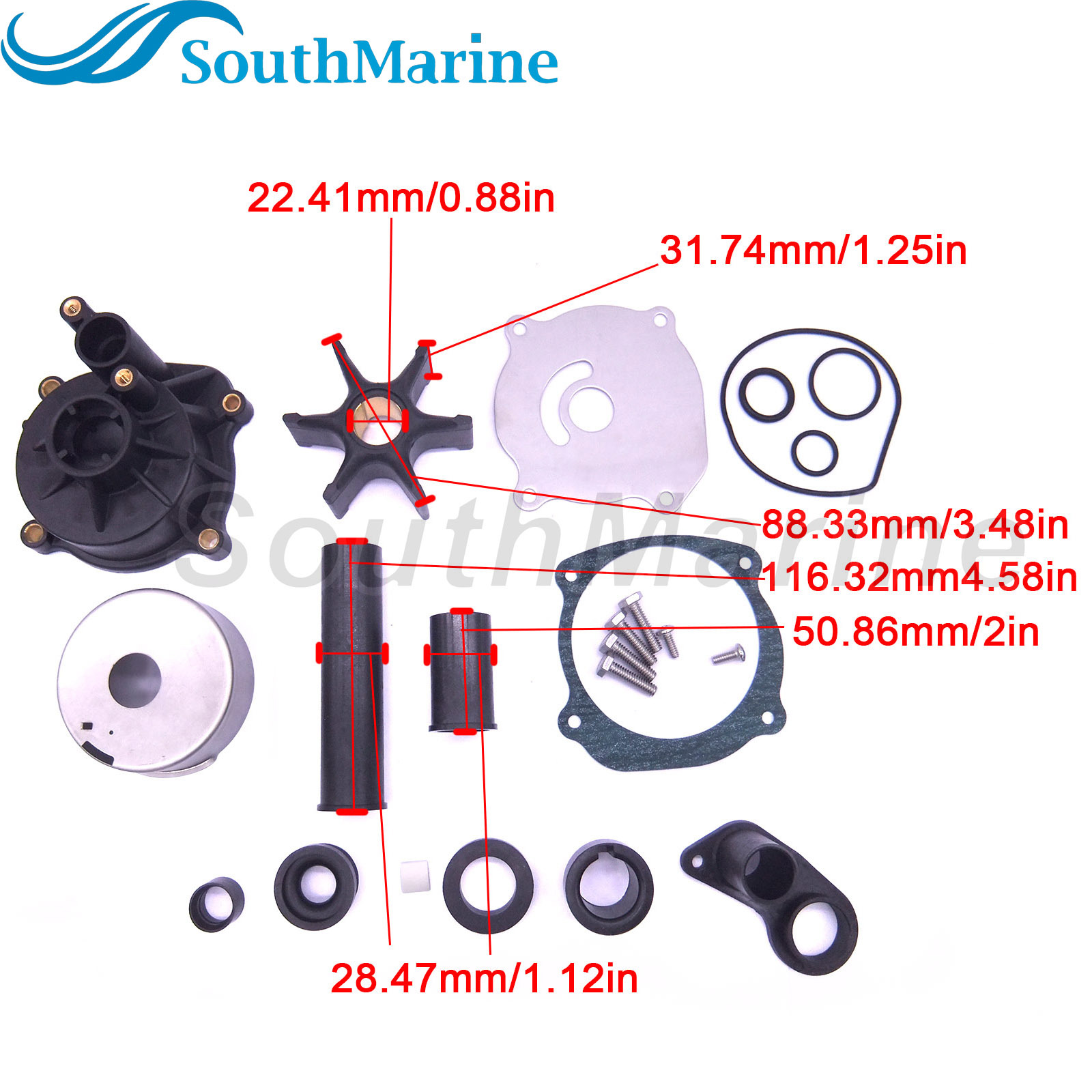 Boat Engine 5001595 0435929 Water Pump Repair Kit with Housing for Evinrude Johnson OMC BRP V4 V6 V8 75-250HP Outboard,for Sierra Marine 18-3315-2