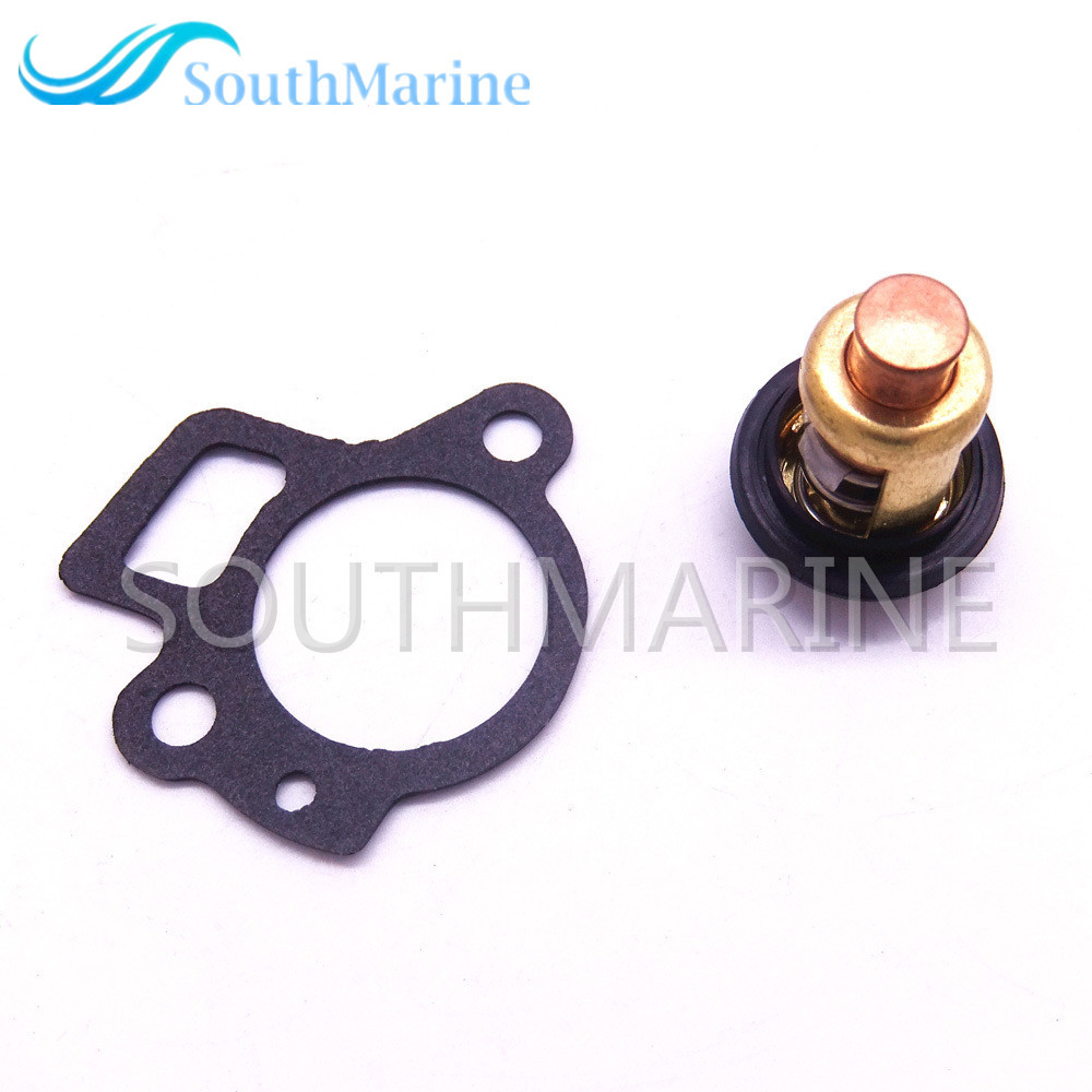Boat Engine Thermostat 825212 825212001 855676003 825212T02 855676A1 and Gasket 27-824853 824853 for Mercury 8HP-40HP 4-Stroke Outboard