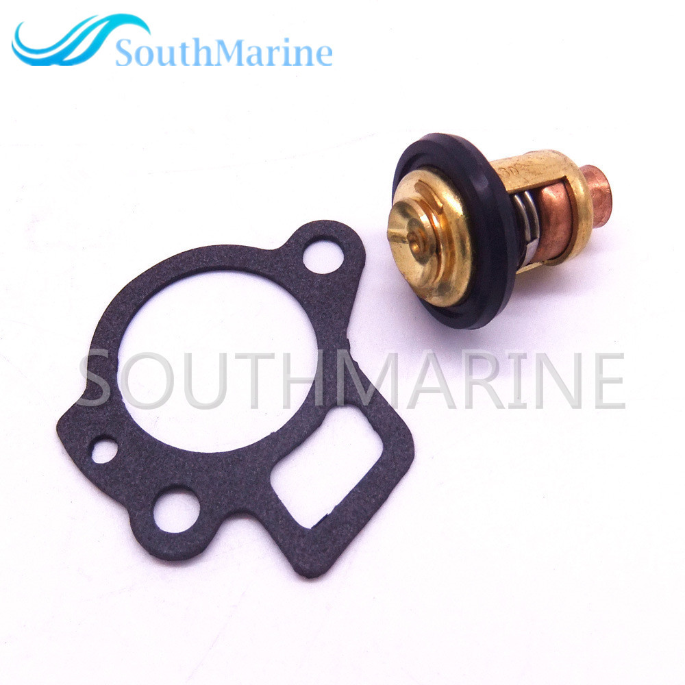 SouthMarine Boat Engine 6G8-12411-01 6G8-12411-02 6G8-12411-03 Thermostat and 62Y-12414-00 Gasket for Yamaha 9.9-70hp 4-Stroke Outboard Motor