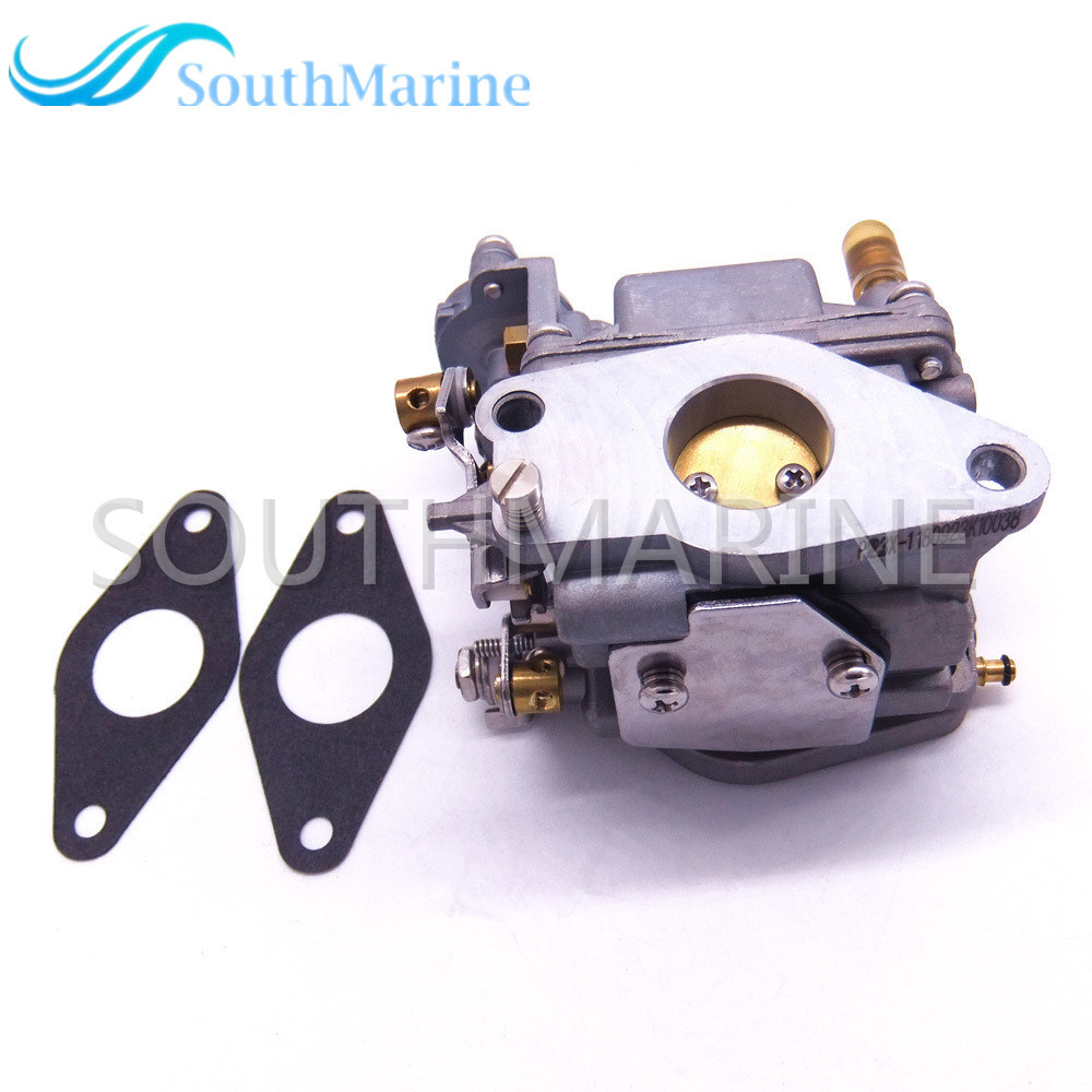 SouthMarine Boat Engine 66M-14301-12 Carburetor Assy and 66M-13646-00 Gaskets (2 pcs) for Yamaha 4-Stroke 15hp F15 Electric Start Outboard Motor