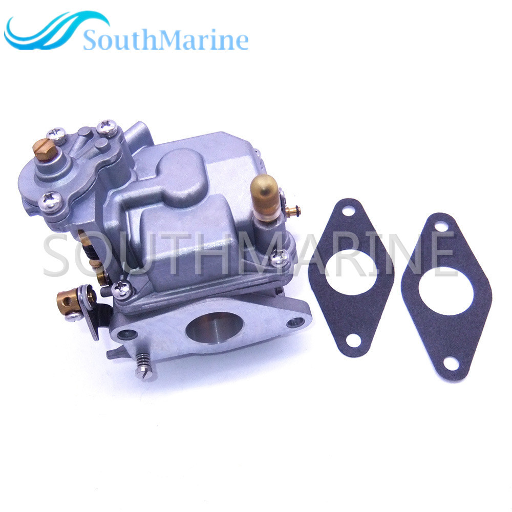 SouthMarine Boat Engine 66M-14301-12 Carburetor Assy and 66M-13646-00 Gaskets (2 pcs) for Yamaha 4-Stroke 15hp F15 Electric Start Outboard Motor