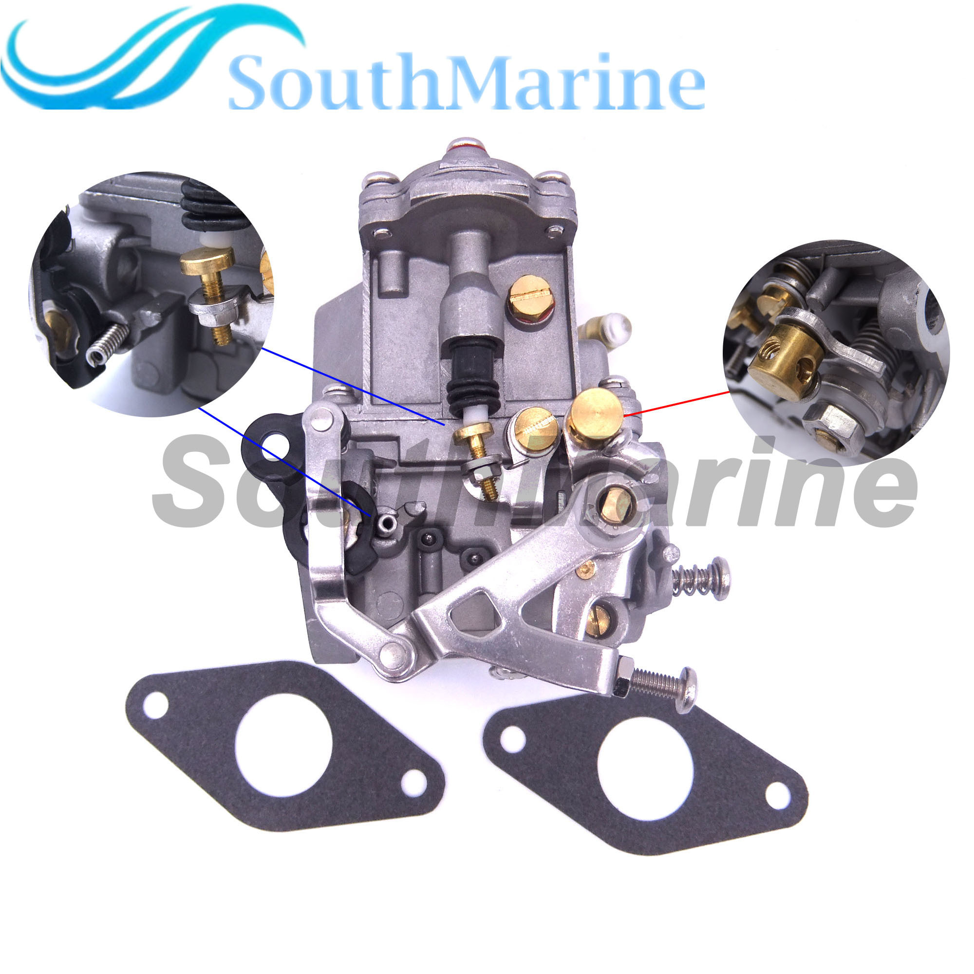 Boat Engine 3303-895110T01 3303-895110T11 3303-8M0104462 1300-8M0167272 Carburetor Assy and 27-835383001 Gaskets for Mercury Mariner 8/9.9HP Outboard