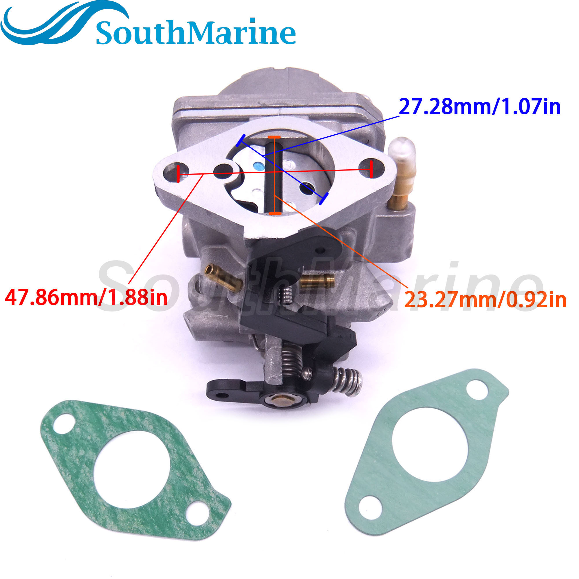 Boat Engine 3R1-03200-1/0 3AS-03200-0 3R1032001M/0M Carburetor Assy and 3H6-02011-0 3H6020110M Gasket for Tohatsu Nissan 4/5HP MFS5 NFS5 A2 B Outboard