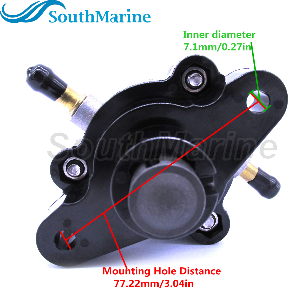 Boat Engine Fuel Pump Assembly 6D8-24410-00 6D8-24410-10 68V-24410-00 for Yamaha Outboard F75 F80 F90 F100 F115 LF115 75HP-115HP, Bent Inlet Round Top