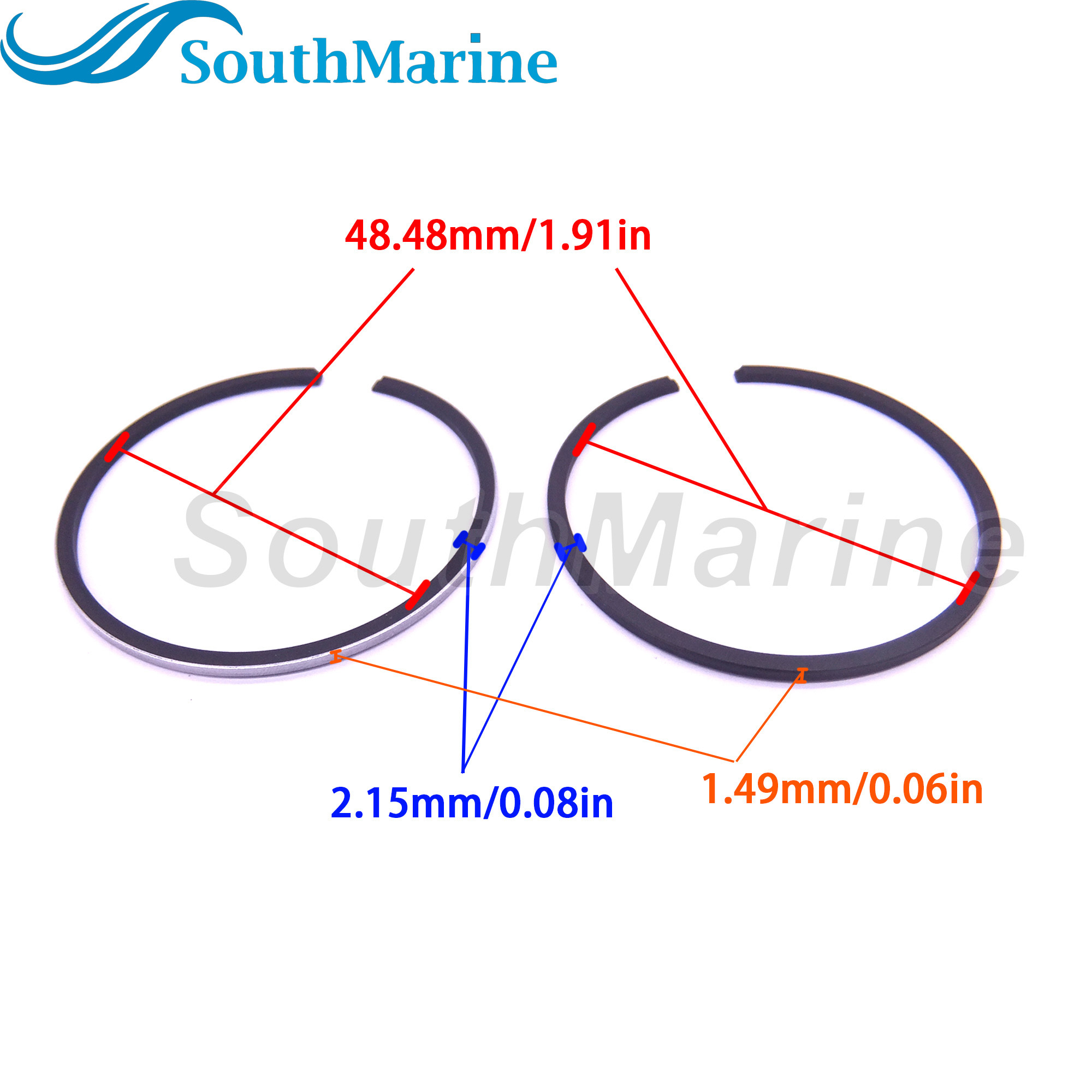 Boat Motor 3B2-00011-0 3B2000110 3B2000110M 3B2-00011-1 3B2000111 3B2000111M Piston Ring Set STD for Tohatsu & for Nissan 6HP 8HP 9.8HP, 50mm