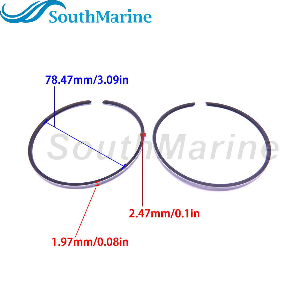 Boat Motor 66T-11603-00 Piston Ring Set STD for Yamaha 40HP E40X 40X, 80mm