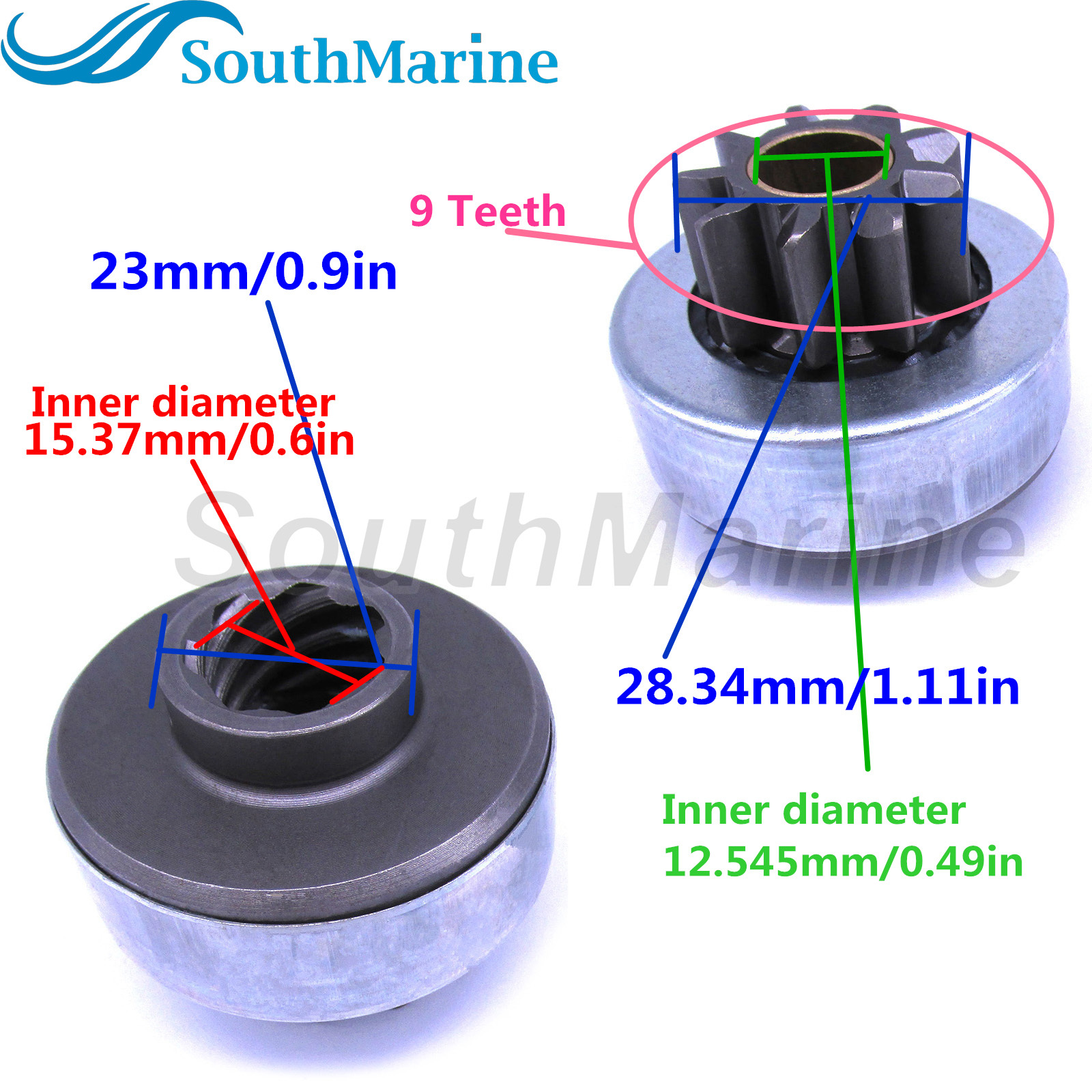 Boat Motor 6E5-81807-11 Starter Drive Gear for Yamaha Outboard Engine 115HP 130HP 150HP 175HP 200HP for ARCO DV526, 9 Tooth