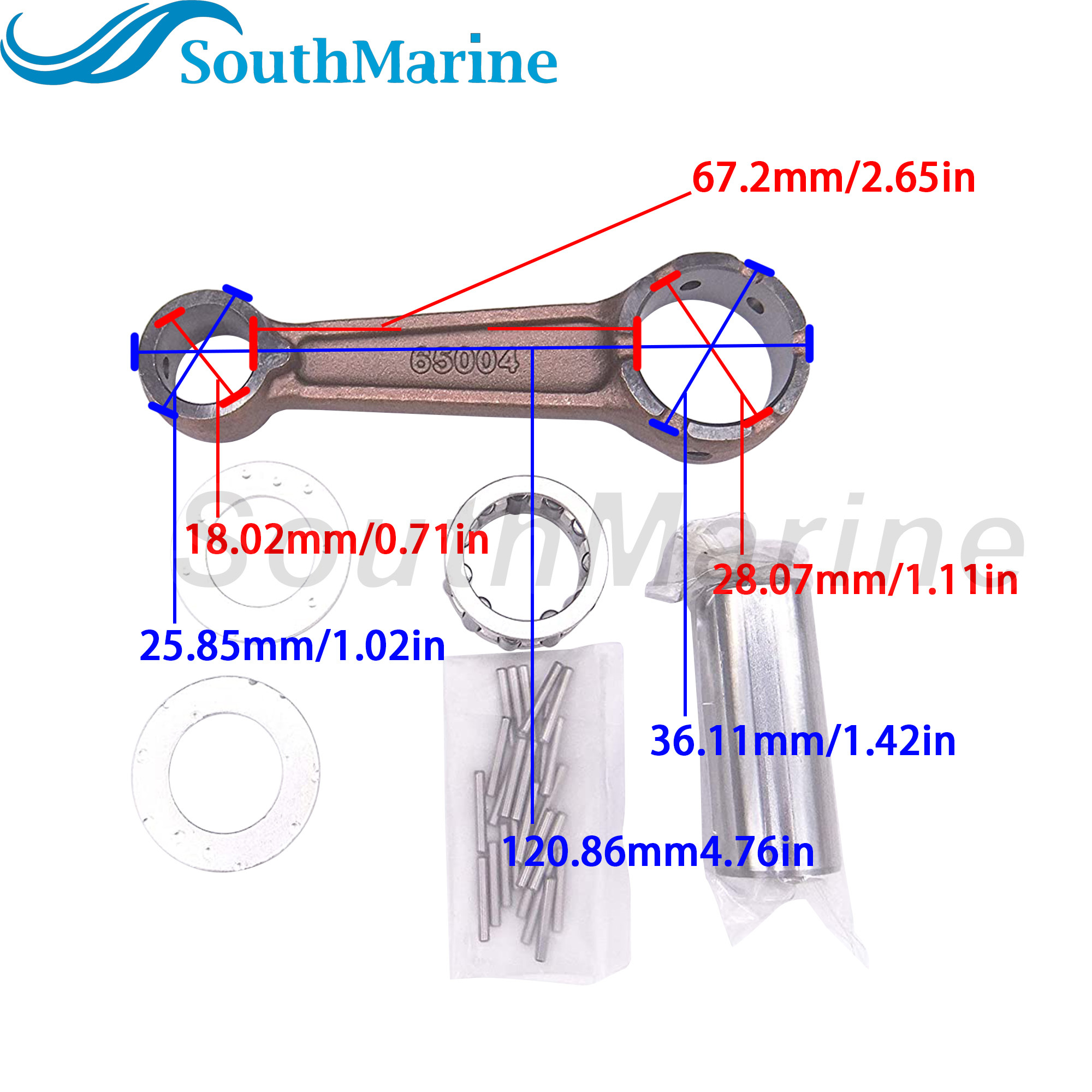 Boat Engine 650-11650-00 682-11650-00 6K4-11650-00 Connecting Rod Kit fits Yamaha 9.9hp 15hp E9.9D E15D EK15N Outboard Motor