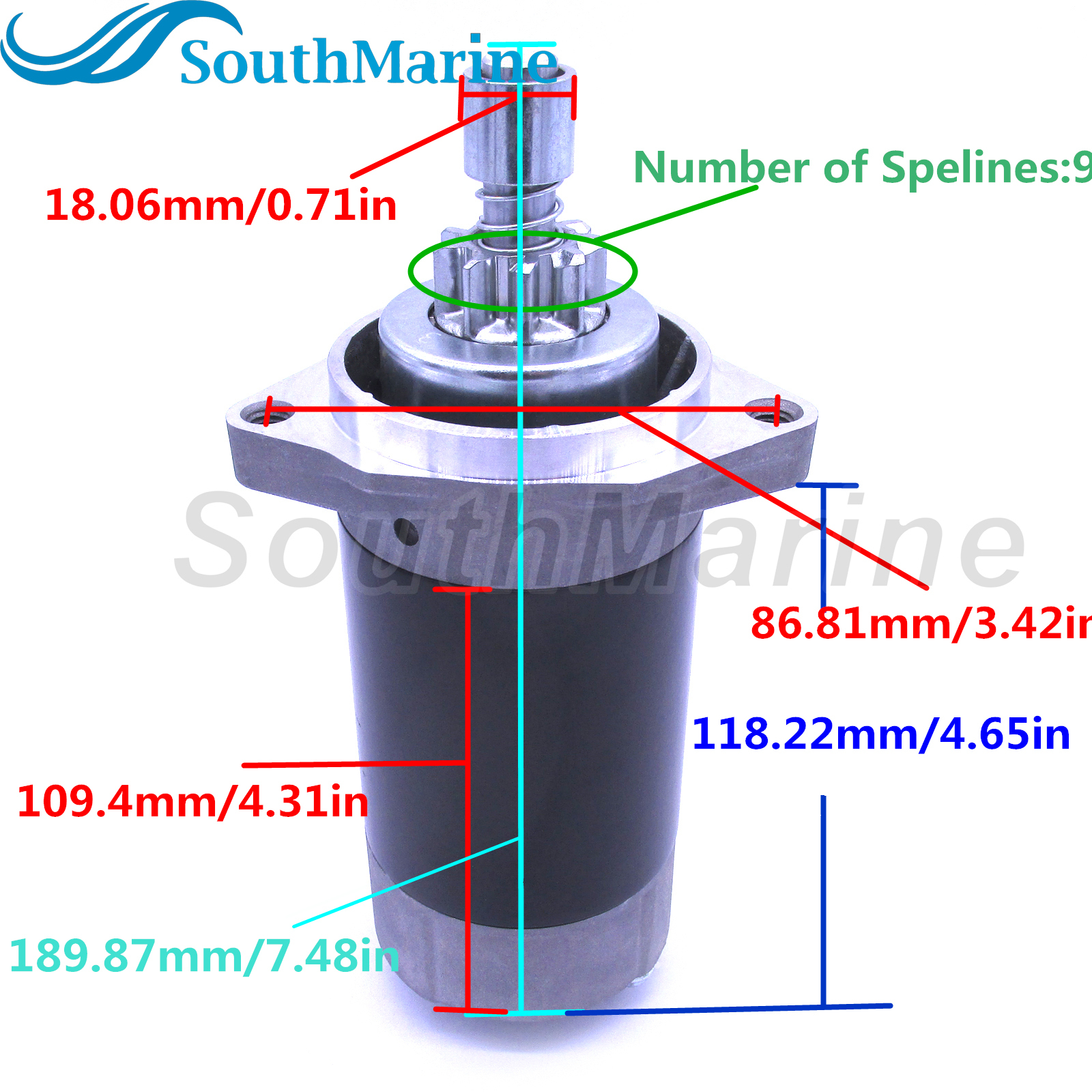 Boat Motor 5040786 5032026 Starter Motor for Johnson Evinrude 15HP Outboard Engine